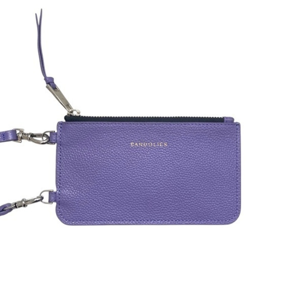 Bandolier purple leather classic zip pouch with crossbody strap
